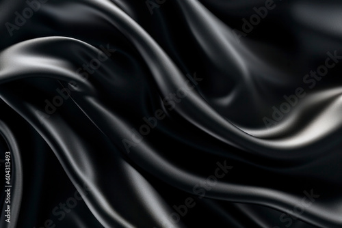 Abstract Black silk fabric satin background