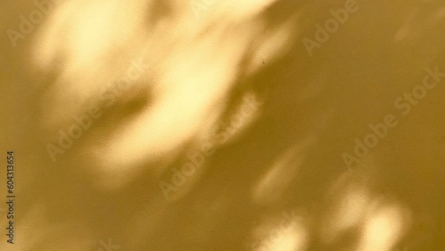 Movement of tree shadow on the yellow wall with copy space.