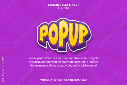  popup text effect, font editable, typography, 3d text 