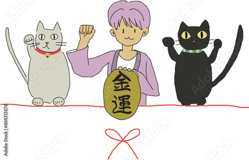Maneki neko pose white 1