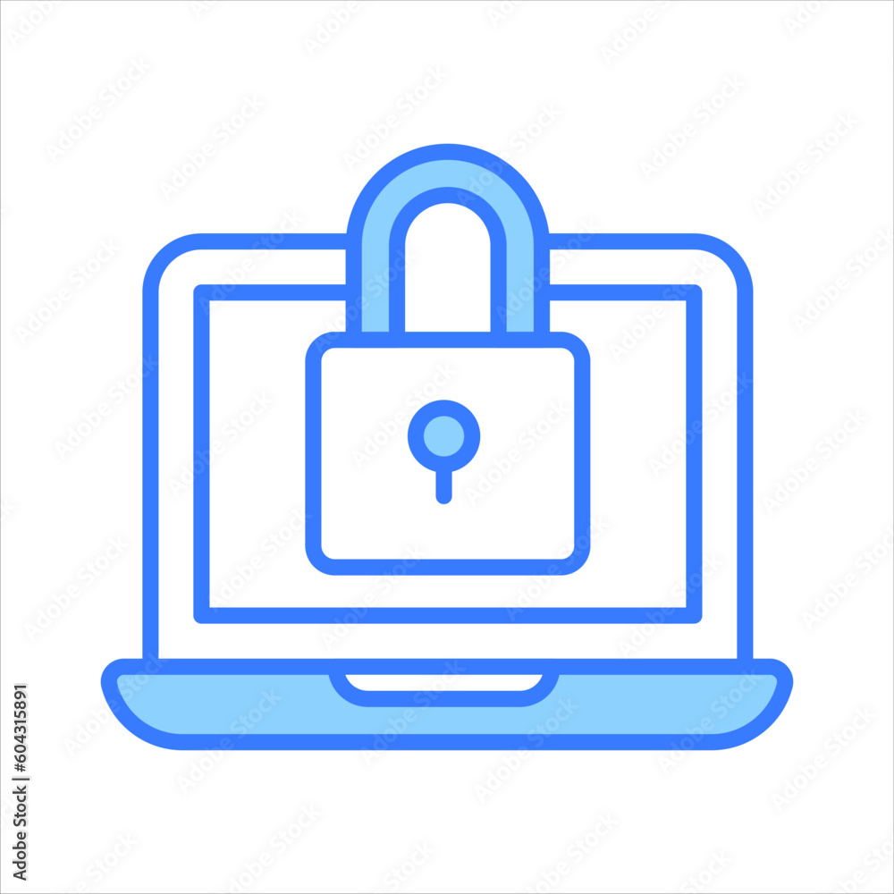 Padlock with laptop denoting vector of laptop security in modern style Padlock with laptop denoting vector of laptop security in modern style