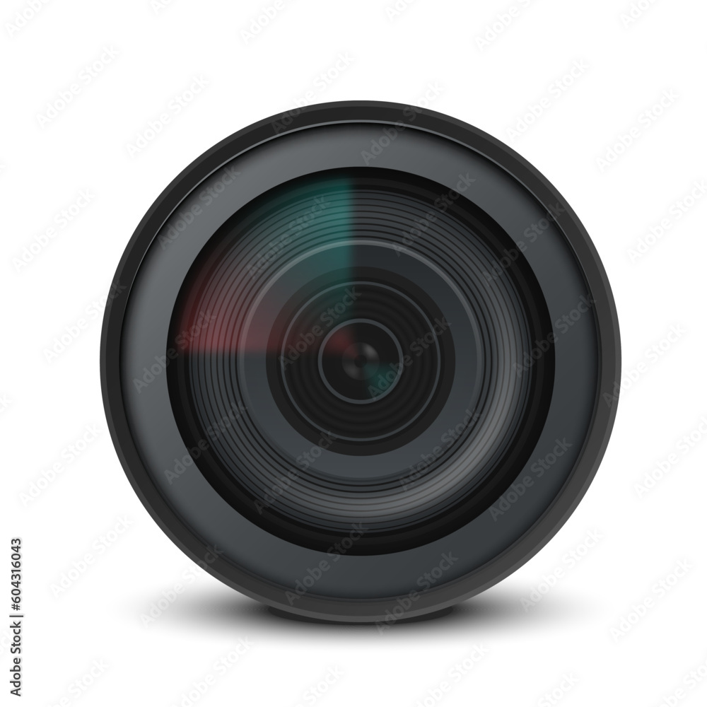 Camera lens isolated on white background. Highly detailed video or photo camera lens. Vector illustration. Camera lens isolated on white background. Highly detailed video or photo camera lens. Vector illustration.