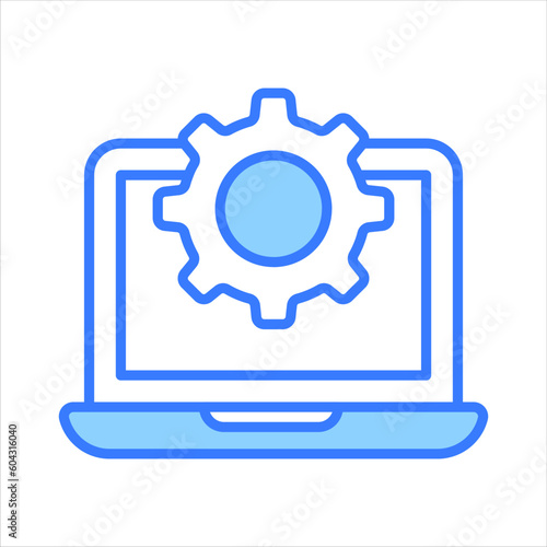 laptop setting vector design in trendy style, system configuration icon
