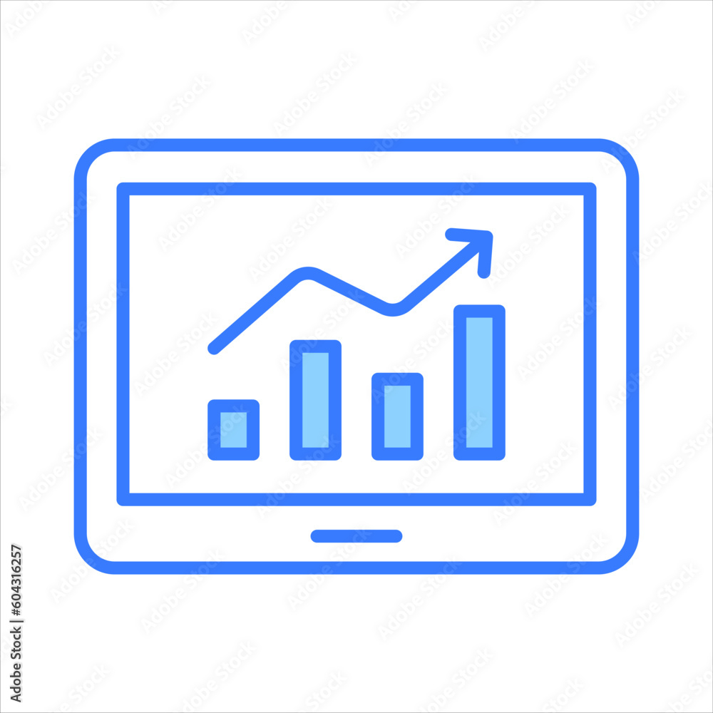 Growth chart on mobile tab showing concept vector of data statistics Growth chart on mobile tab showing concept vector of data statistics