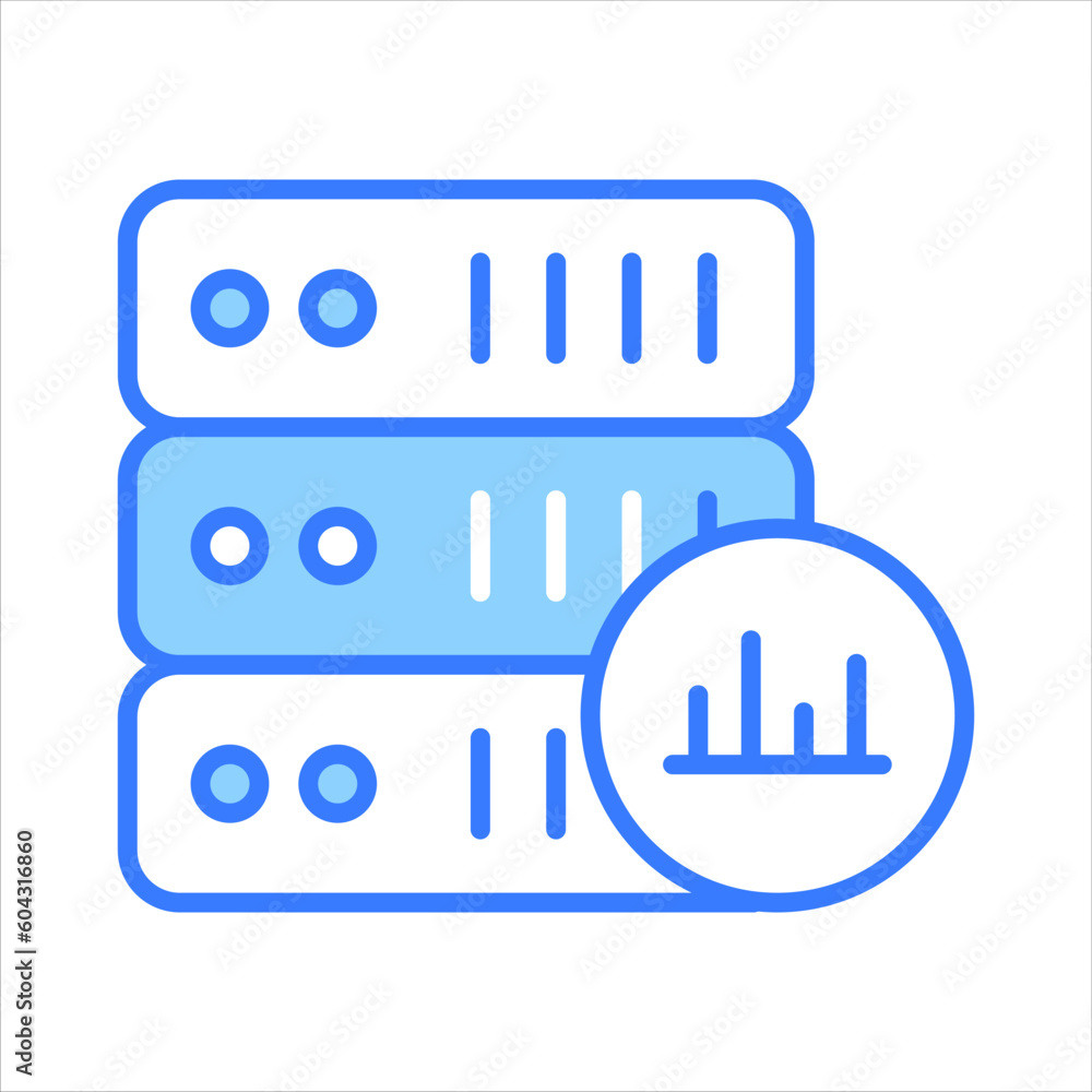 Bar chart with data server showing concept vector of server analysis premium icon Bar chart with data server showing concept vector of server analysis premium icon