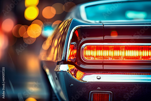 close up of tail lights cars background, generative ai © VicenSanh