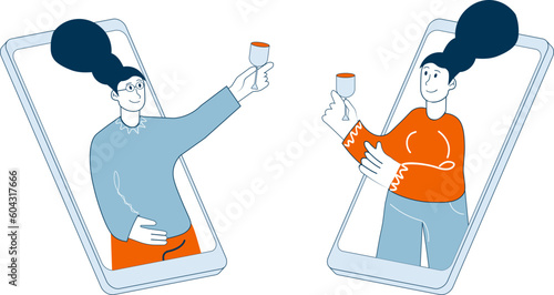 Online Activity with Classroom, Games, and Education. Vector illustration