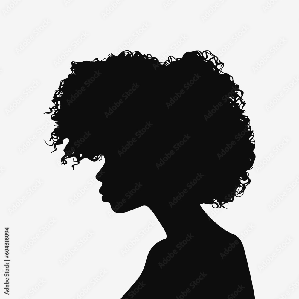 African American woman profile. Black silhouette. Vector illustration