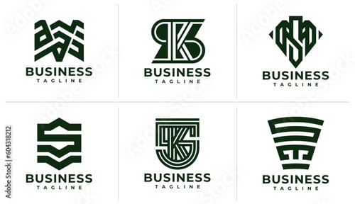 Minimalist line letter SV SK SM logo design brand