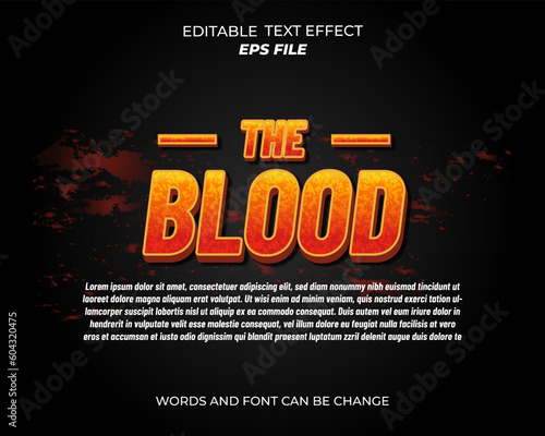 blood text effect, font editable, typography, 3d text for movie title photo