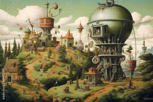 landscape of a city of the other civilization of another planet, generative ai