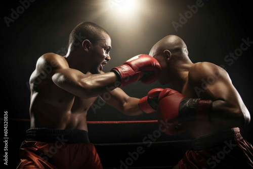 Two professional boxer boxing. Generative AI © Andrii 