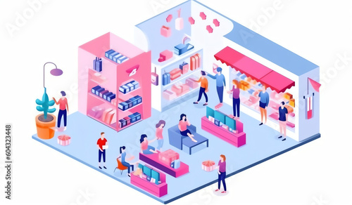 Order online, shopping concept. Customer character with gift. Mobile pay with credit card. Can use for web banner, infographics, hero images. Flat isometric illustration isolated on white background. 