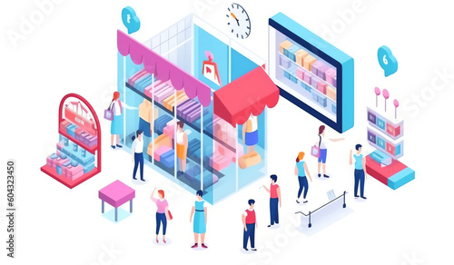 Order online, shopping concept. Customer character with gift. Mobile pay with credit card. Can use for web banner, infographics, hero images. Flat isometric illustration isolated on white background. 