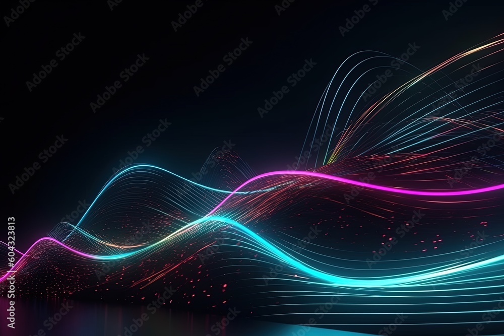 abstract futuristic background with pink blue glowing neon moving high speed wave lines and bokeh lights. Data transfer concept Fantastic wallpaper, Ai Generative abstract futuristic background with pink blue glowing neon moving high speed wave lines and bokeh lights. Data transfer concept Fantastic wallpaper, Ai Generative