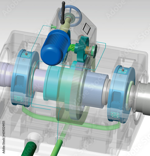 Journal bearing turbine 3D illustration
