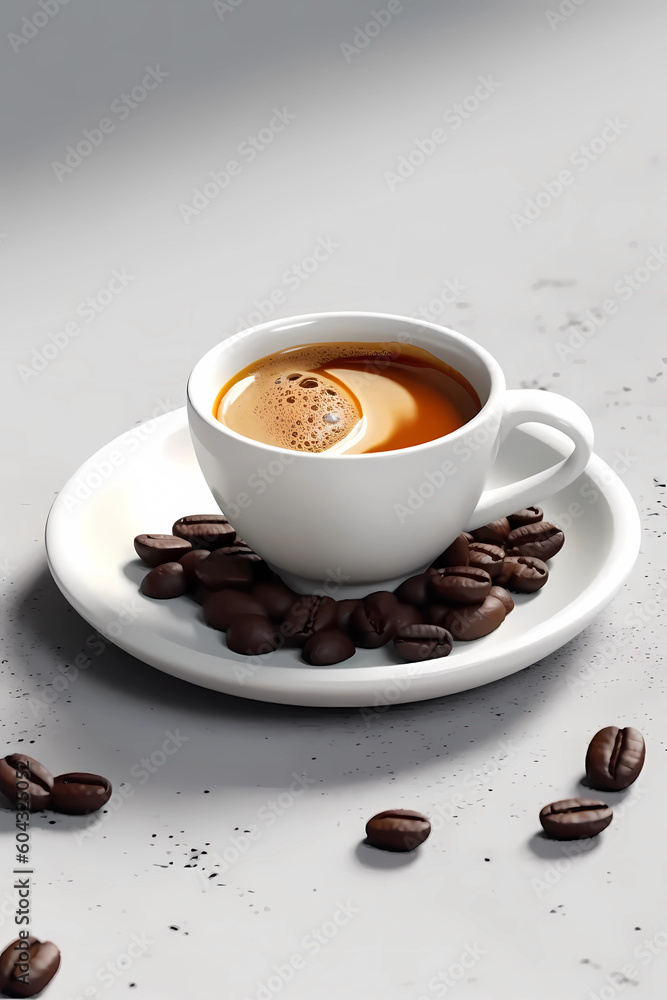 Obraz premium A Tempting Brew with Fragrant Coffee Beans, AI-Generated