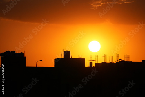 Sunset in a residential area in Cairo, Egypt