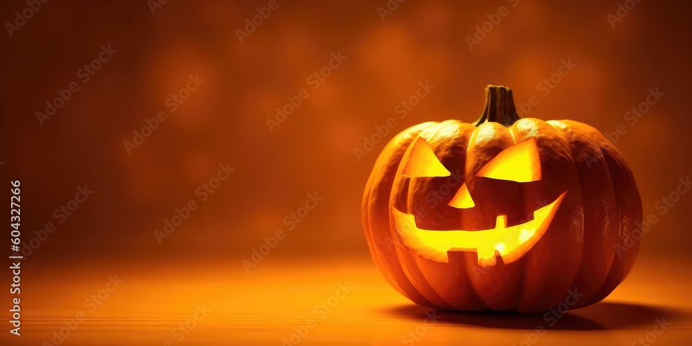 Fototapeta premium Halloween pumpkins jack-o'-lanterns with generative ai