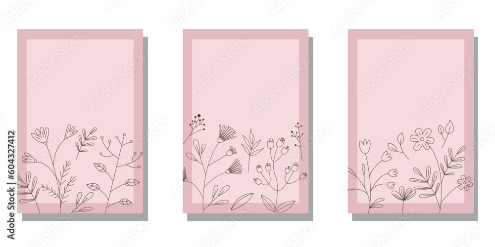 Set of Floral frame. Botanical concept cover design collection. flower decoration template for wedding, bridal, birthday and celebration. Vector illustration. Set of Floral frame. Botanical concept cover design collection. flower decoration template for wedding, bridal, birthday and celebration. Vector illustration.