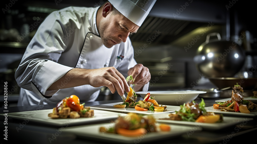 gourmet chef preparing food in kitchen gourmet chef preparing food in kitchen