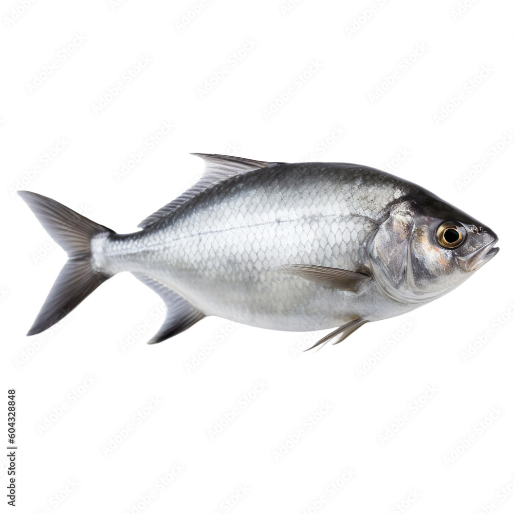 side view of Gray fish isolated on a transparent background, Generative ai side view of Gray fish isolated on a transparent background, Generative ai
