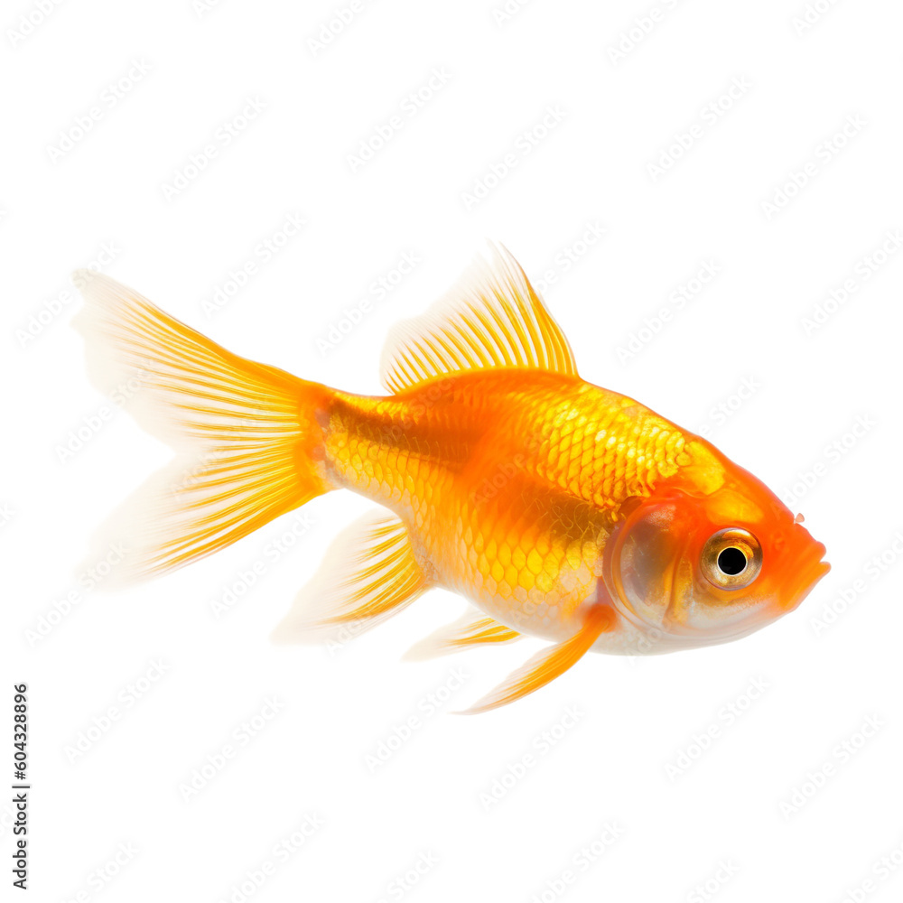 side view of Gold fish isolated on a transparent background, Generative ai