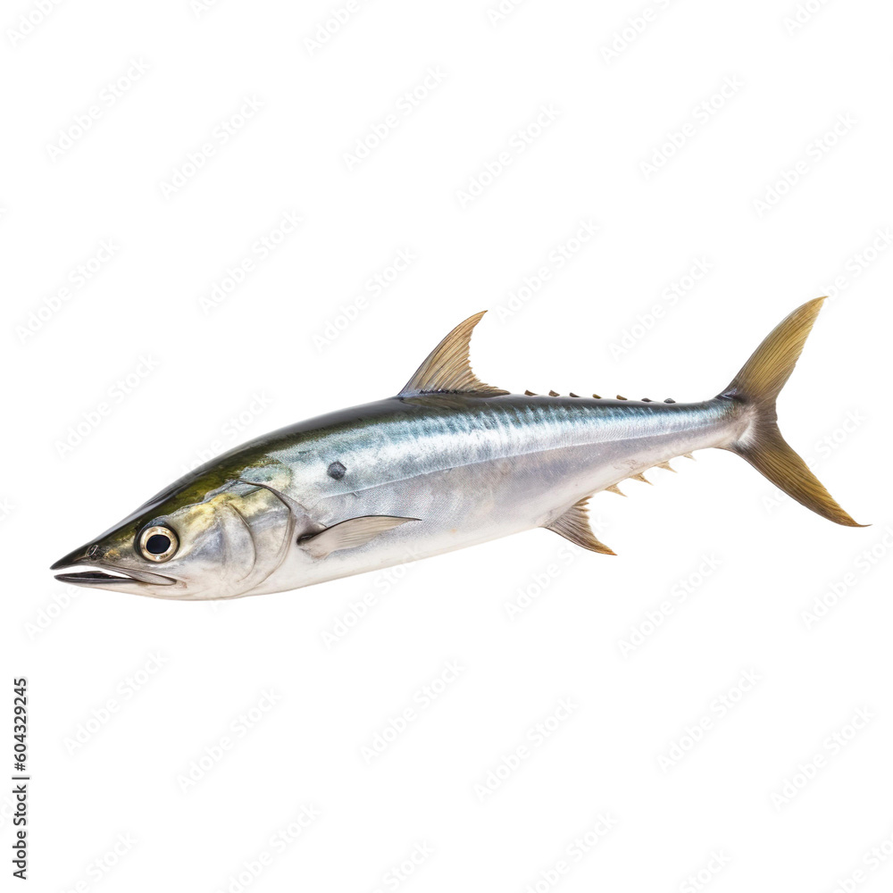 side view of Kingfish fish isolated on a transparent background, Generative ai side view of Kingfish fish isolated on a transparent background, Generative ai