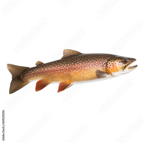 side view of Lake Trout fish isolated on a transparent background, Generative ai