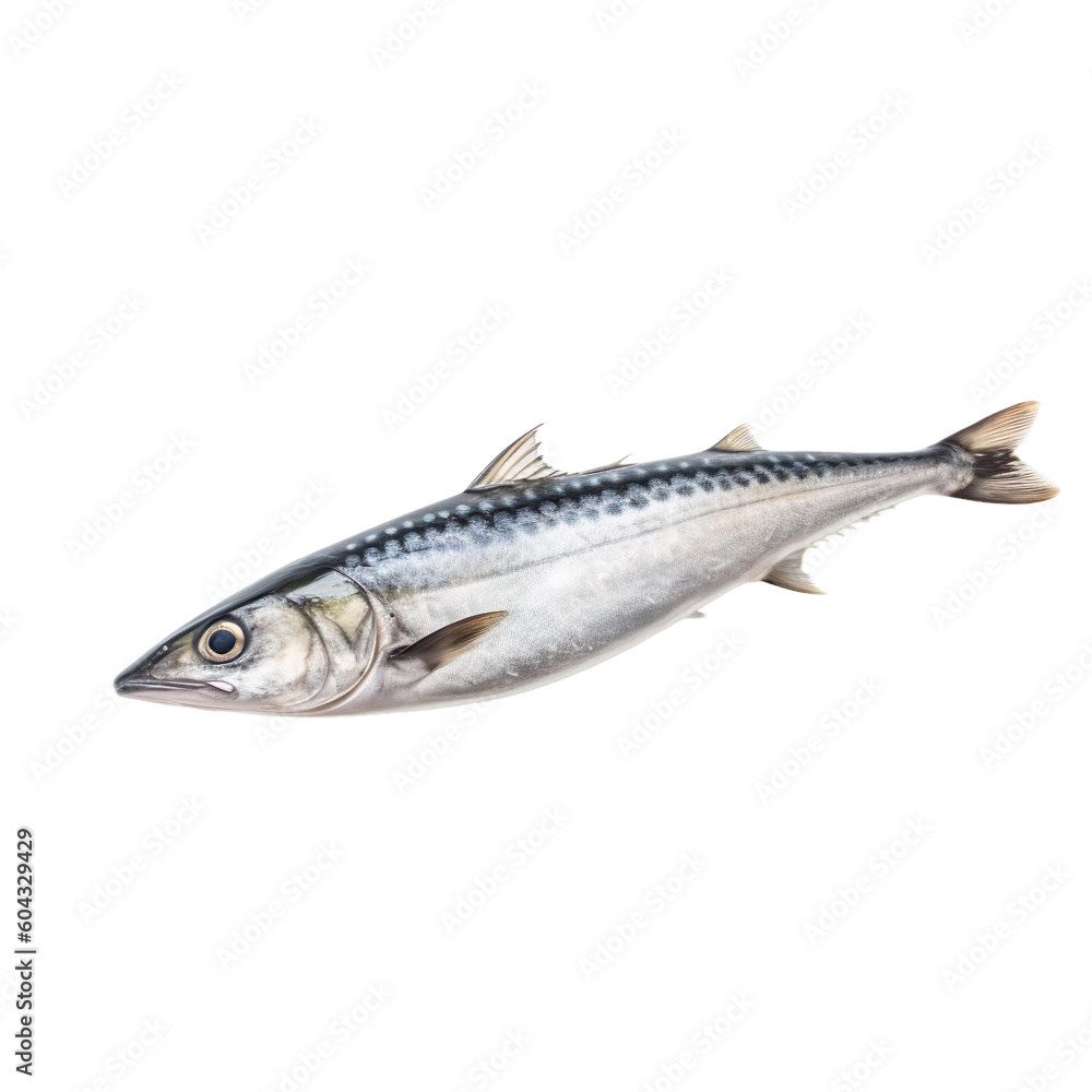 side view of Mackerel fish isolated on a transparent background, Generative ai side view of Mackerel fish isolated on a transparent background, Generative ai