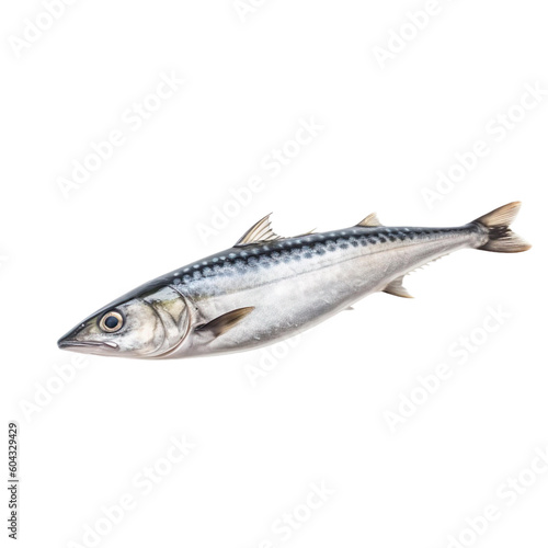 side view of Mackerel fish isolated on a transparent background, Generative ai