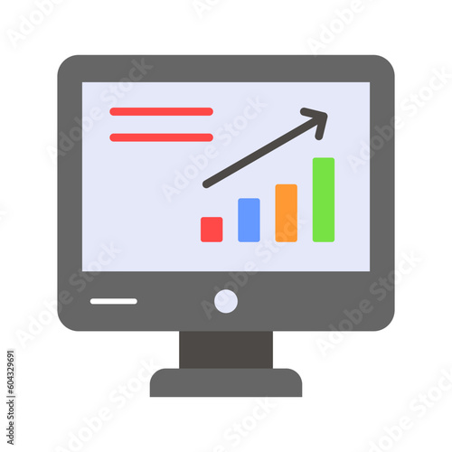 Data chart on lcd display showing vector of market analysis in modern style