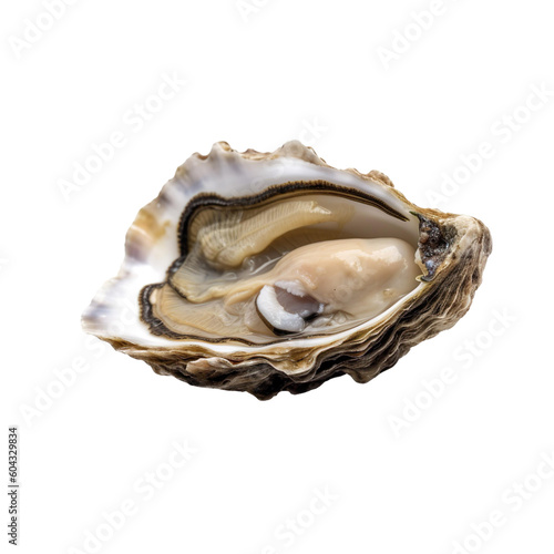 side view of Oysters isolated on a transparent background, Generative ai