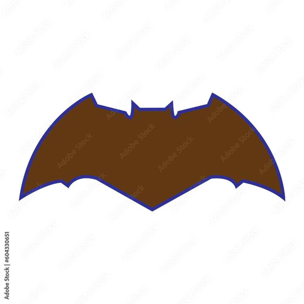 flying bat silhouette logo or icon. Isolated vector bat, Happy Halloween. Cartoon flat illustrations.