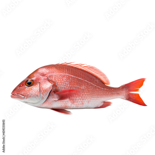 side view of Snapper fish isolated on a transparent background, Generative ai