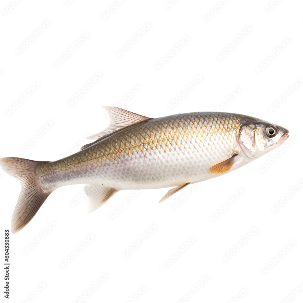 side view of Whitefish fish isolated on a transparent background, Generative ai side view of Whitefish fish isolated on a transparent background, Generative ai