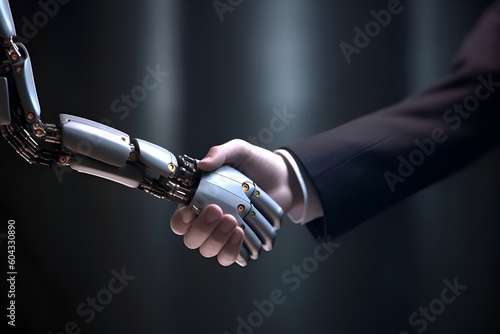 Human and robot handshake, futurism, Generative AI 3