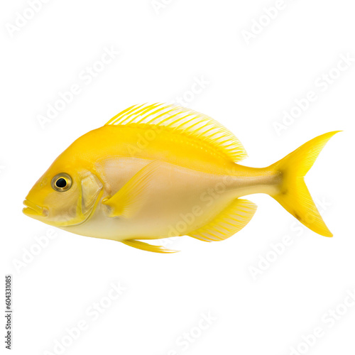 side view of Yellow fish isolated on a transparent background, Generative ai