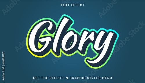 Glory editable text effect in 3d style. Suitable for brand or business logo