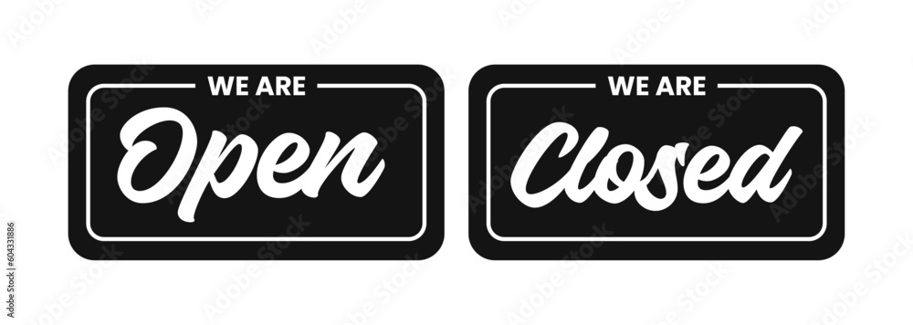 Open sign and Closed sign set in flat design style isolated on ...