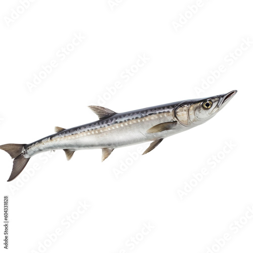 side view of Barracuda fish on transparent background  Generative ai  