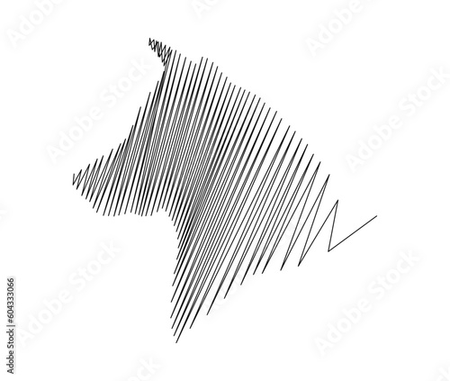 Continuous one line drawing of dog head. Stripped dog head line art vector illustration. Editable stroke.