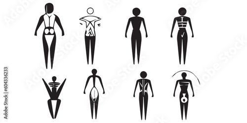 A cartoon of a human figure with different types of human bodies.
