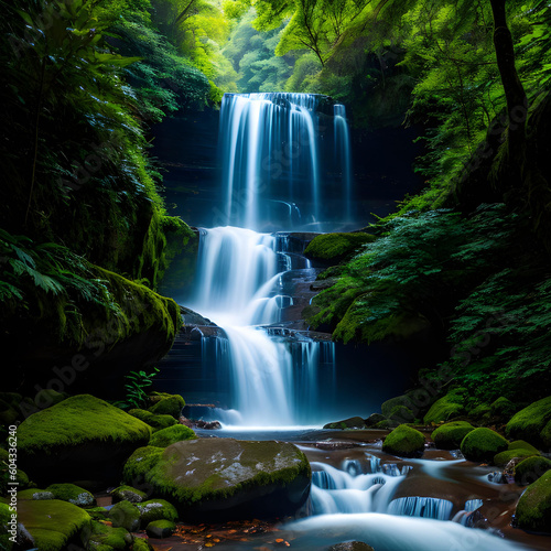 Cascading Euphoria  Capturing Nature s Majestic Waterfall in Ethereal Splendor