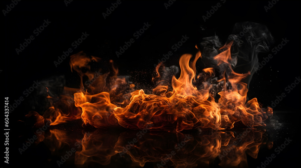 fiery flames effect on dark background generative ai fiery flames effect on dark background generative ai