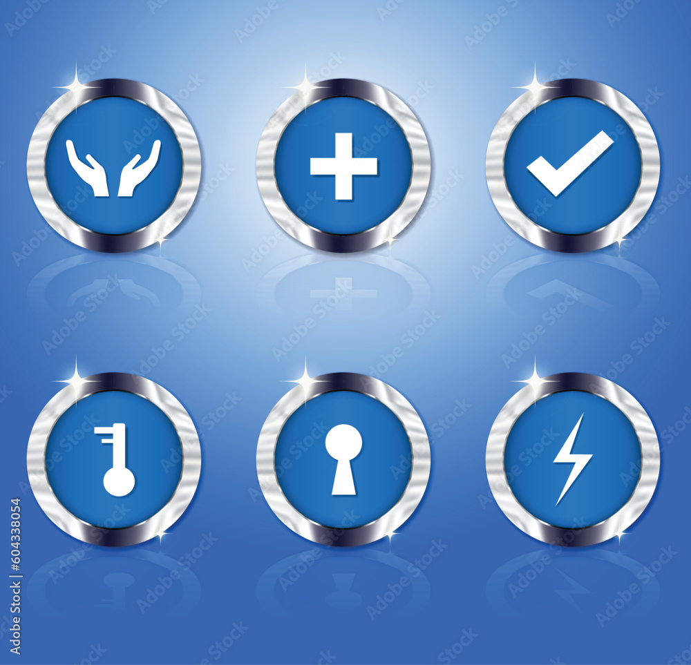 Realistic blue crystal glass metal shield include safety and protection symbol isolated on a gradient background. Realistic blue crystal glass metal shield include safety and protection symbol isolated on a gradient background.