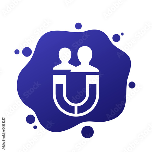 customer retention icon with a magnet, vector