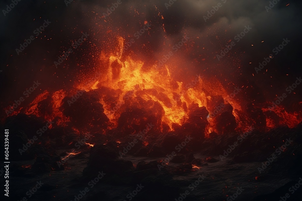 Close-up on spewing lava. 