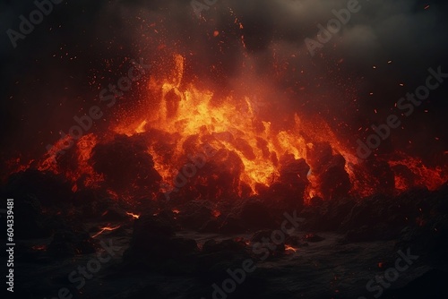 Close-up on spewing lava. 
