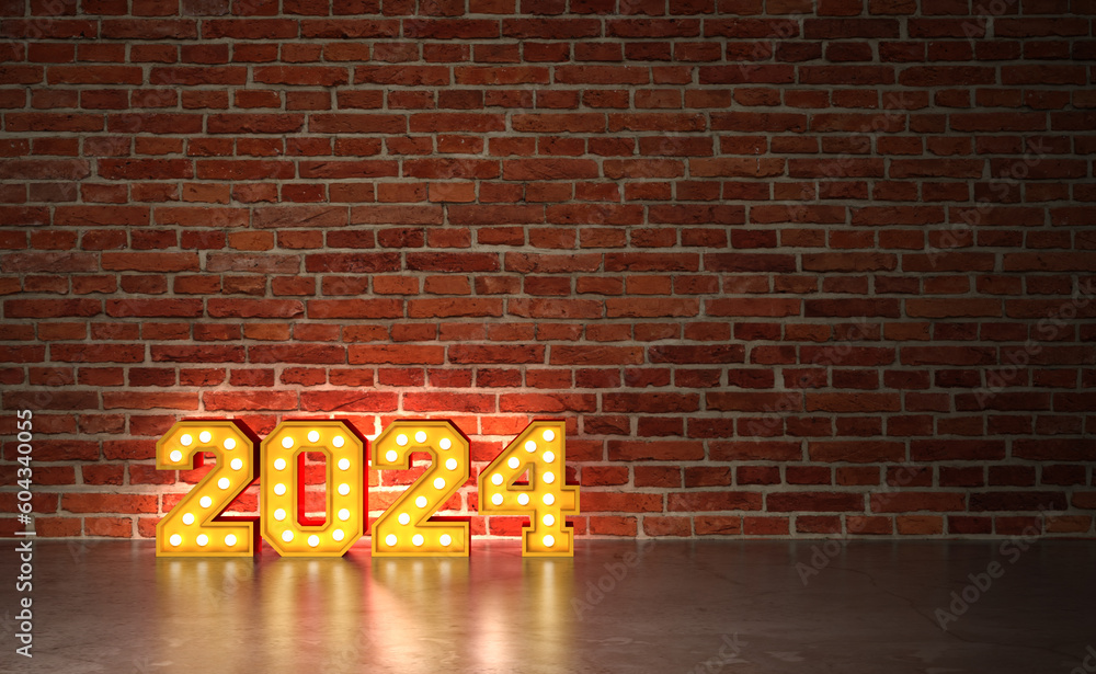 New Year 2024 Creative Design Concept with lights - 3D Rendered Image
New Year 2024 Creative Design Concept with lights - 3D Rendered Image